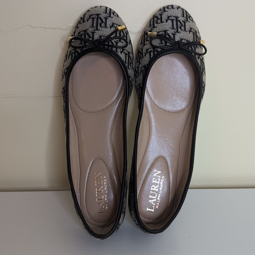 Lauren Ralph Lauren Size 7 Jayna II Ballet Flat Monogram Jacquard, NEW - Picture 6 of 12